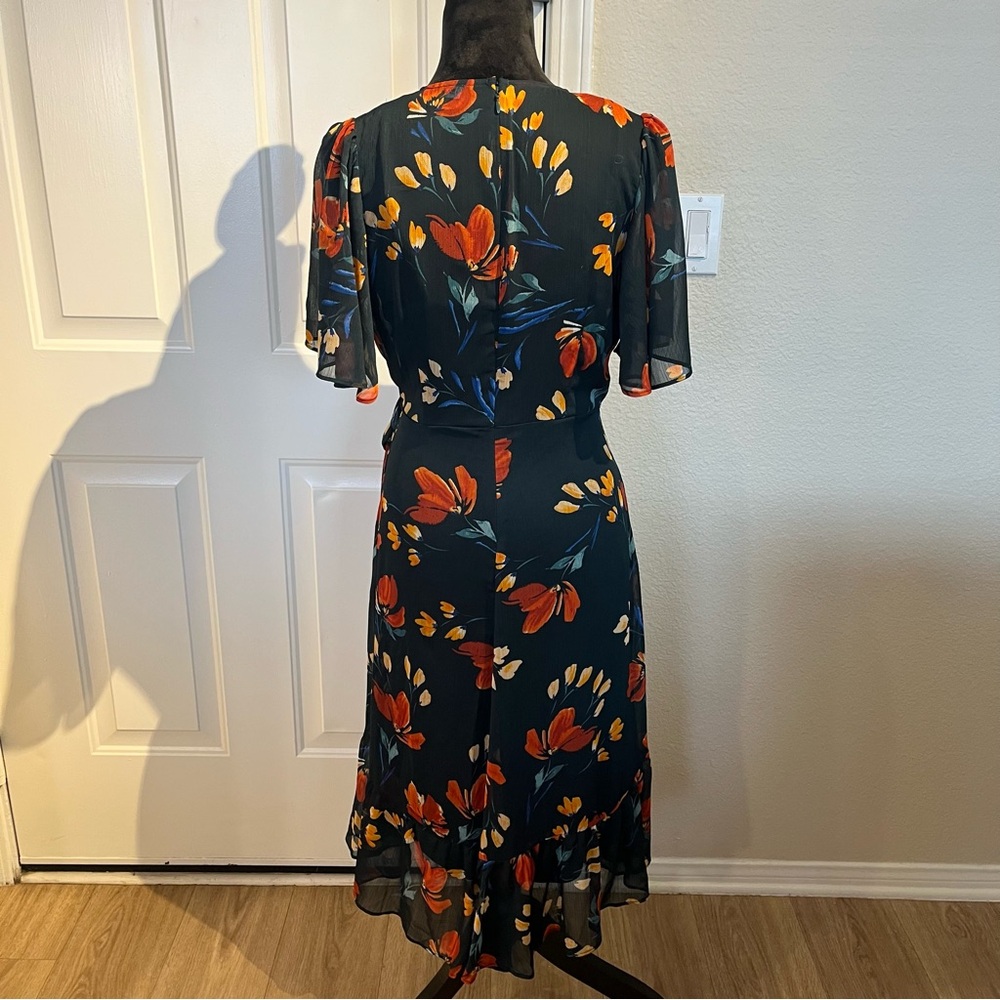 Calvin Klein Dark Green and Orange Floral Midi Dress - Picture 3 of 6